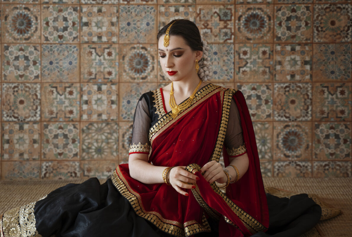 beautiful young woman wearing sari 1