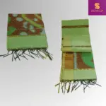 Earthy Green Powerloom Cotton Saree with Abstract Ikat Pallu