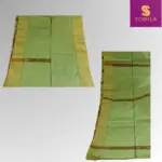 Earthy Green Powerloom Cotton Saree with Abstract Ikat Pallu