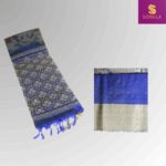 Royal Blue and Silver Powerloom Silk Saree with Floral Brocade