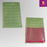 Pastel Green and Pink Powerloom Silk Saree with Paisley Zari Border