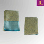 Bronze Pastel and Teal Blue Powerloom Silk Saree with Floral Brocade