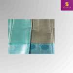 Bronze Pastel and Teal Blue Powerloom Silk Saree with Floral Brocade - Image 2