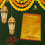 Orange Yellow & Red Cotton Saree with Ikat Pallu