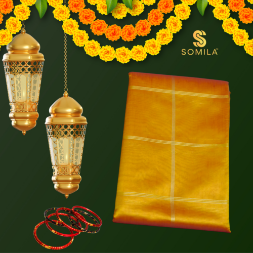 Orange Yellow & Red Cotton Saree with Ikat Pallu
