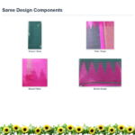 Teal Green Leaf Motif Cotton Saree with Plum Border - Image 4