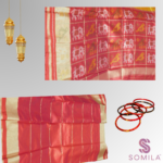 Orange Yellow & Red Cotton Saree with Ikat Pallu - Image 4