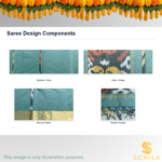 Slate Grey Sea-Green Ikat Cotton Saree with Charcoal Pallu - Image 3