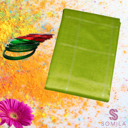 Bright Parrot Green Cotton Saree with Ikat Elephant Pallu