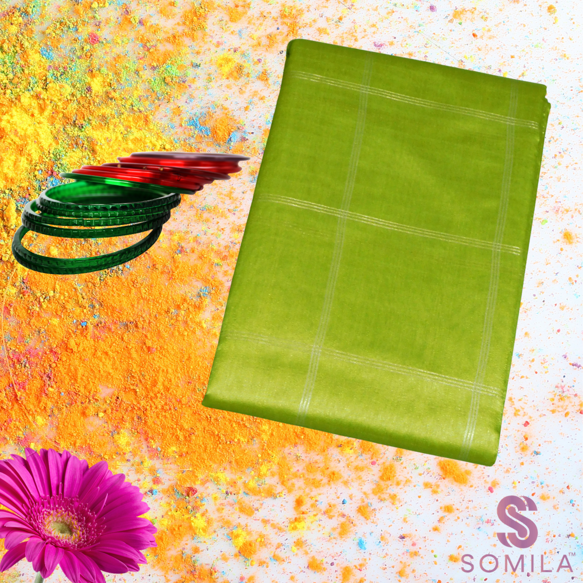 Bright Parrot Green Cotton Saree with Ikat Elephant Pallu Bright Parrot Green Cotton Saree with Ikat Elephant Pallu