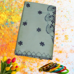 Elegant Ivory Embroidered Cotton Saree with Black Thread Work - Image 2