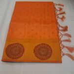 Orange Mulberry Silk Saree with Stone Work - Image 2