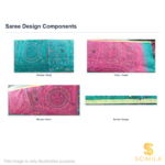 Teal Cotton Saree with Pink Pallu and Folk-Art Motifs