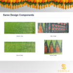 Vibrant Green Ikat Cotton Saree with Rust Border - Image 3