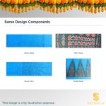 Sky Blue Cotton Saree with Charcoal Ikat Pallu and Rust Motifs - Image 3