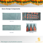 Slate Grey Cotton Saree with Silver Accents & Charcoal Ikat Pallu