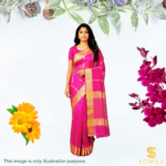 Plum Crepe Silk Saree with Gold Zari Stripes and Broad Traditional Border - Image 2