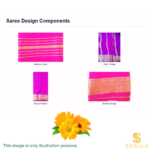 Plum Crepe Silk Saree with Gold Zari Stripes and Broad Traditional Border - Image 3