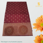 Mulberry Wine (Maroon) Mulberry Silk Saree with Copper-Gold Zari Medallion Border