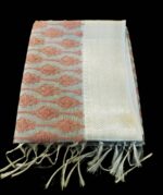 Light Greyish Blue Linen Saree with Silver Border