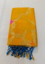 Vibrant Yellow Organza Banarasi Saree with Meenakari Floral Border
