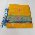 Vibrant Yellow Organza Banarasi Saree with Meenakari Floral Border